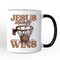 Jesus Always Wins Christian Basketball Mug, Retro Motivational Bible Verse Gift